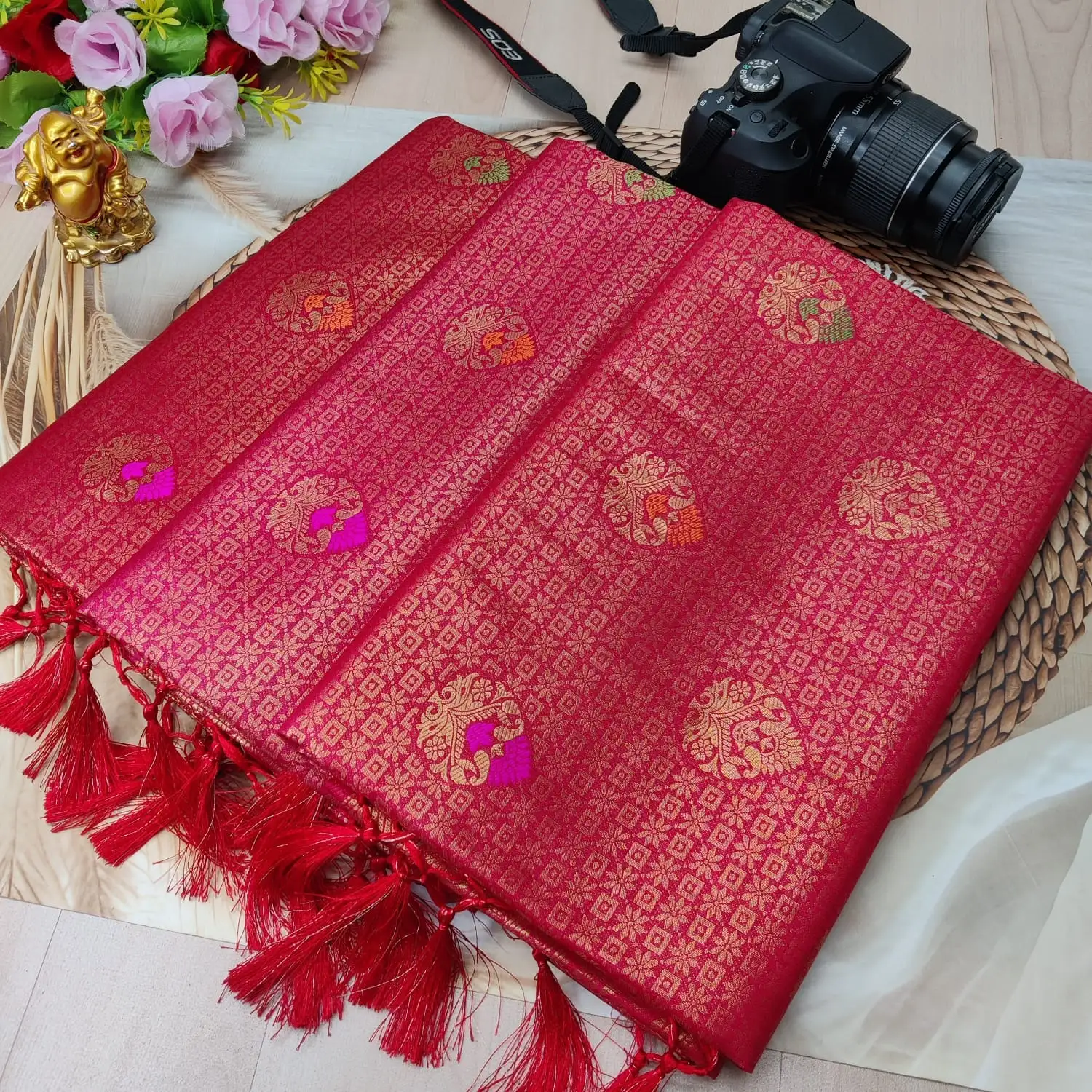 Copper Softy Meena Butta Jacquard Saree